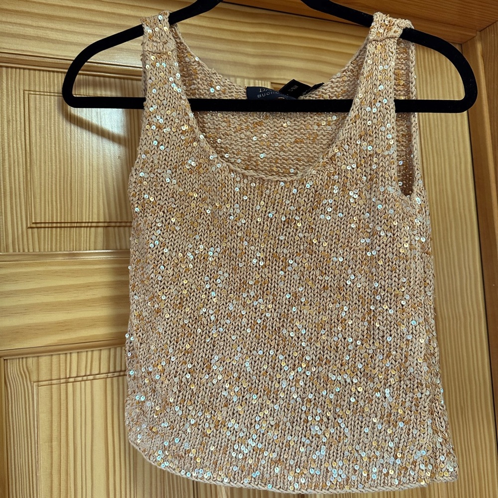 Dana Buchman Cropped Crochet/sequin top orange sand